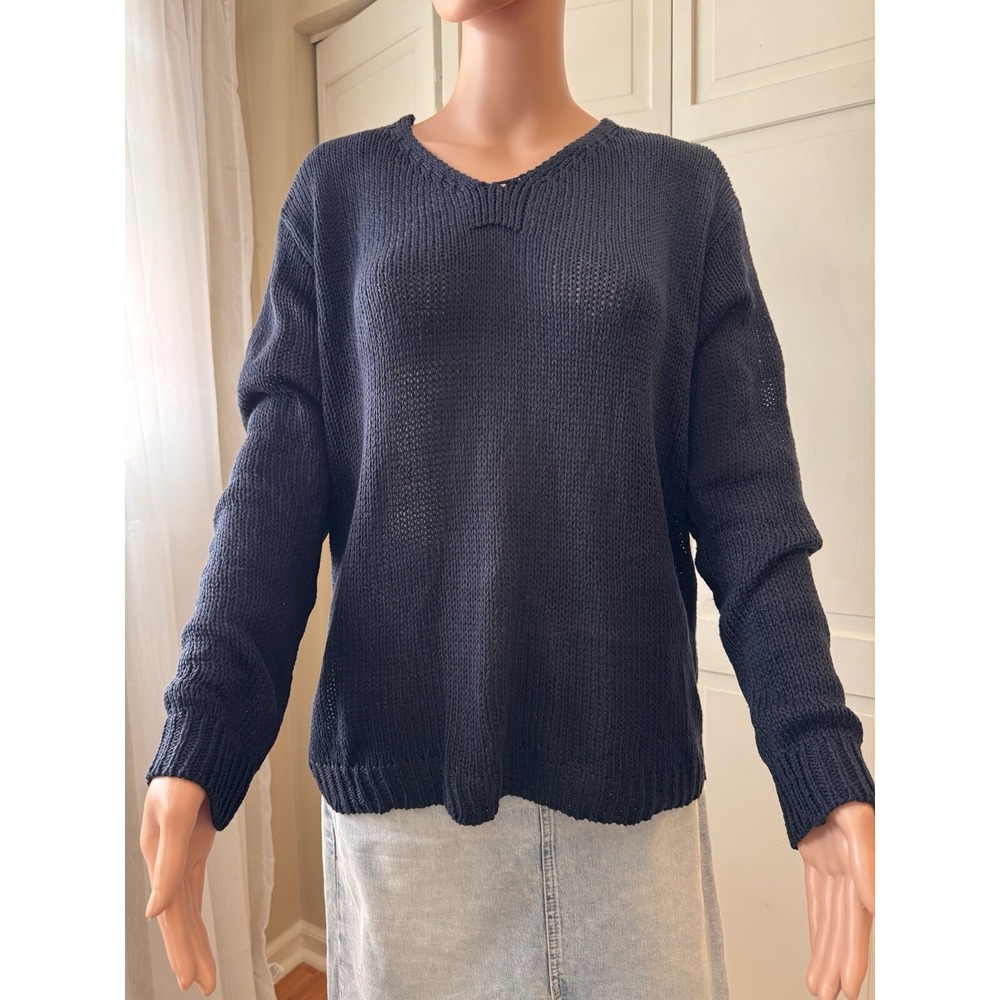 Francesca's Lace up Back Navy Blue sweater Women's NWT‎ Pullover Amanda